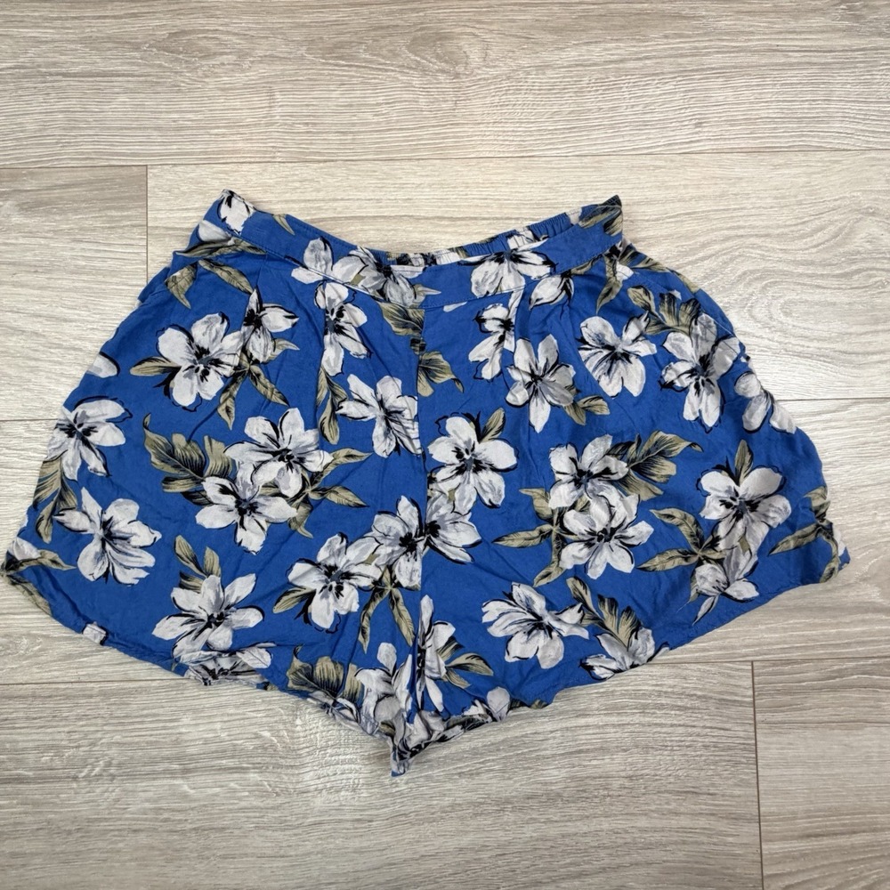 Hollister‎ Blue Floral Viscose Pull On Shorts Womens Small Tropical Boho Summer